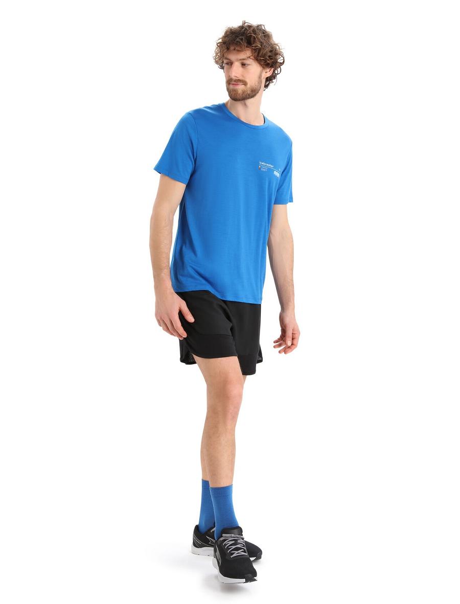 Icebreaker Merino Tech Lite II Lyhyt Sleeve Alpine Zone Miesten T Paidat Sininen | FI 1177OKIR